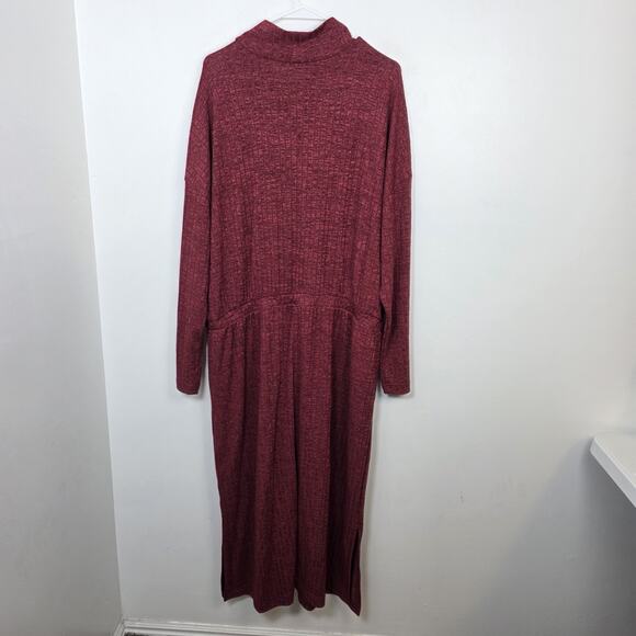 Old Navy Red Ribbed Waist Defined Turtleneck Long Sleeve Sweater Midi Dress 2XL - Picture 7 of 8
